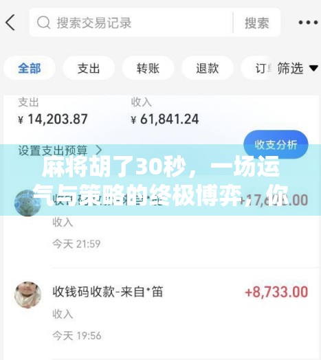 麻将胡了30秒,一场运气与策略的终极博弈,你真的看懂了吗? 麻将胡了30秒,一场运气与策略的终极博弈,你真的看懂了吗?