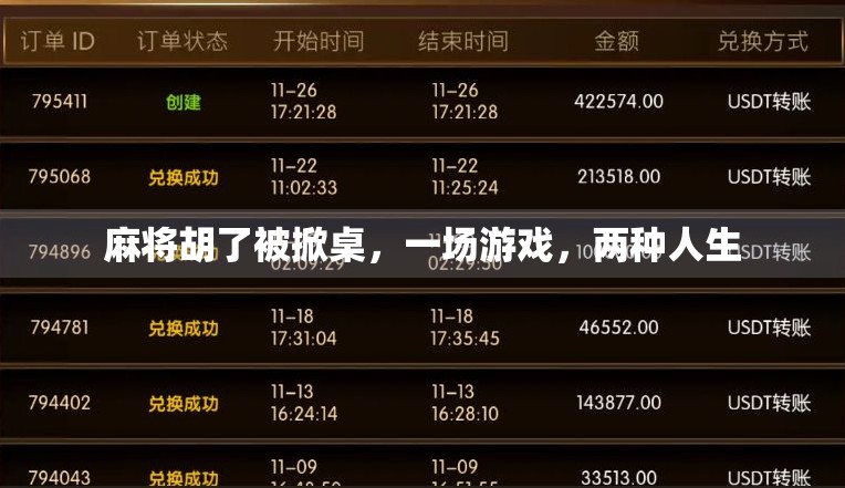 麻将胡了被掀桌,一场游戏,两种人生