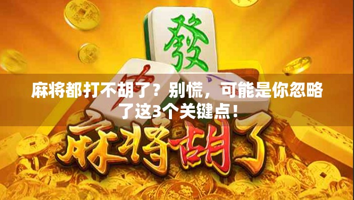 麻将都打不胡了？别慌，可能是你忽略了这3个关键点！