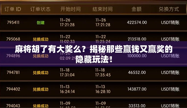 麻将胡了有大奖么？揭秘那些赢钱又赢奖的隐藏玩法！