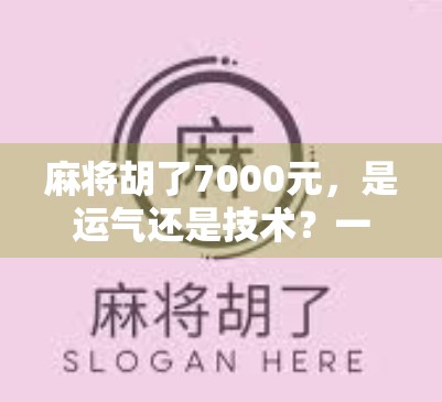 麻将胡了7000元,是运气还是技术?一场局外人的局中人观察