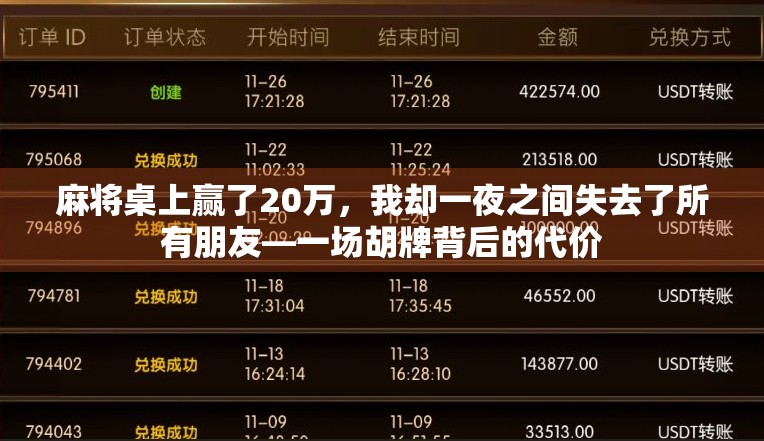 麻将桌上赢了20万，我却一夜之间失去了所有朋友—一场胡牌背后的代价