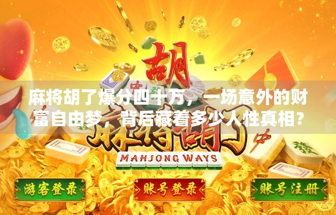 麻将胡了爆分四十万，一场意外的财富自由梦，背后藏着多少人性真相？