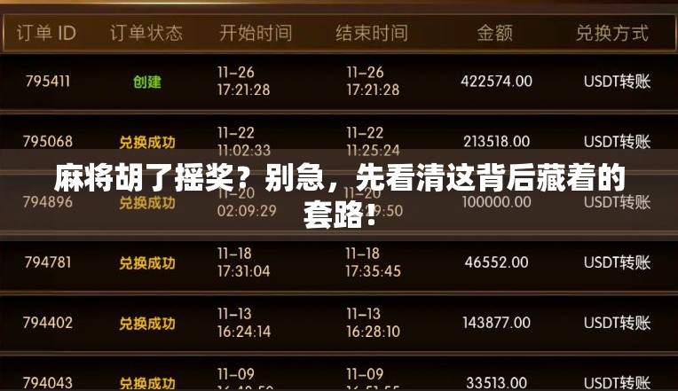 麻将胡了摇奖?别急,先看清这背后藏着的套路! 麻将胡了摇奖?别急,先看清这背后藏着的套路!